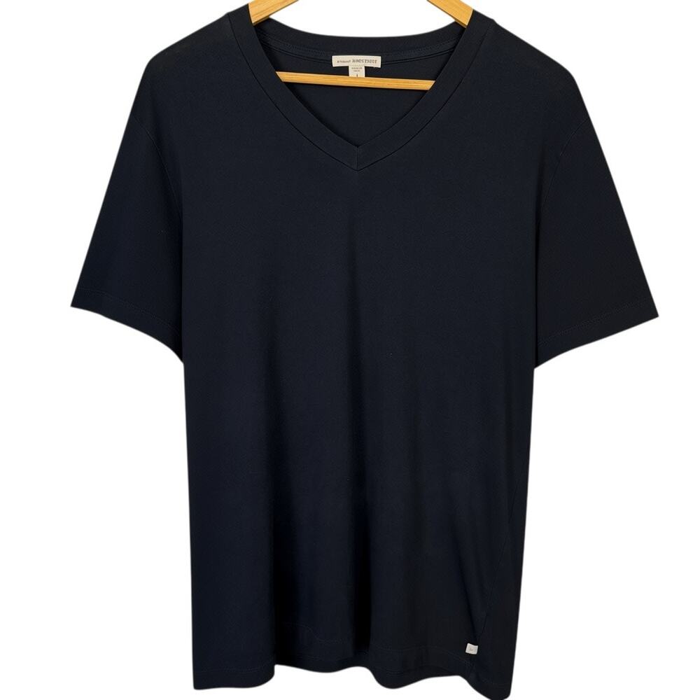 James Perse V Neck T Shirt Mens 1 Navy Blue Short Sleeve Basics Quiet Luxury SM